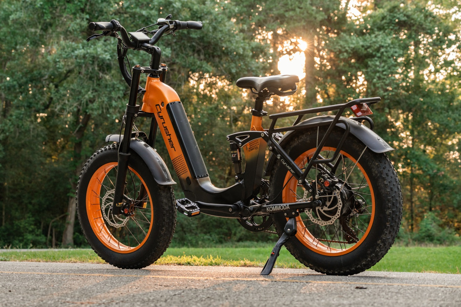 An electric bicycle is parked on the road