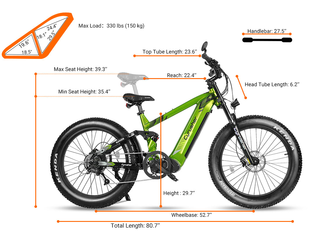 Cyrusher Ranger Ebike Dimensions